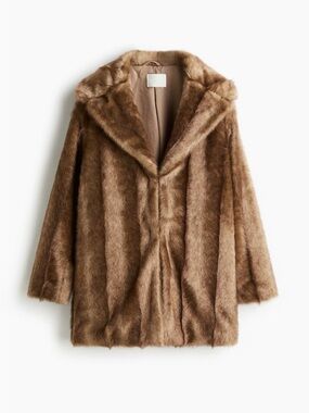 H&M Women's Faux Fur Teddy Jacket in Brown